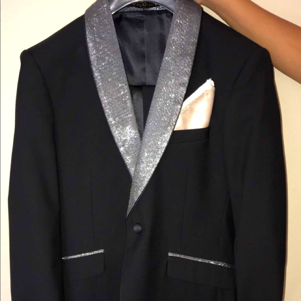 Prom suit and pants with handkerchief and bow tie